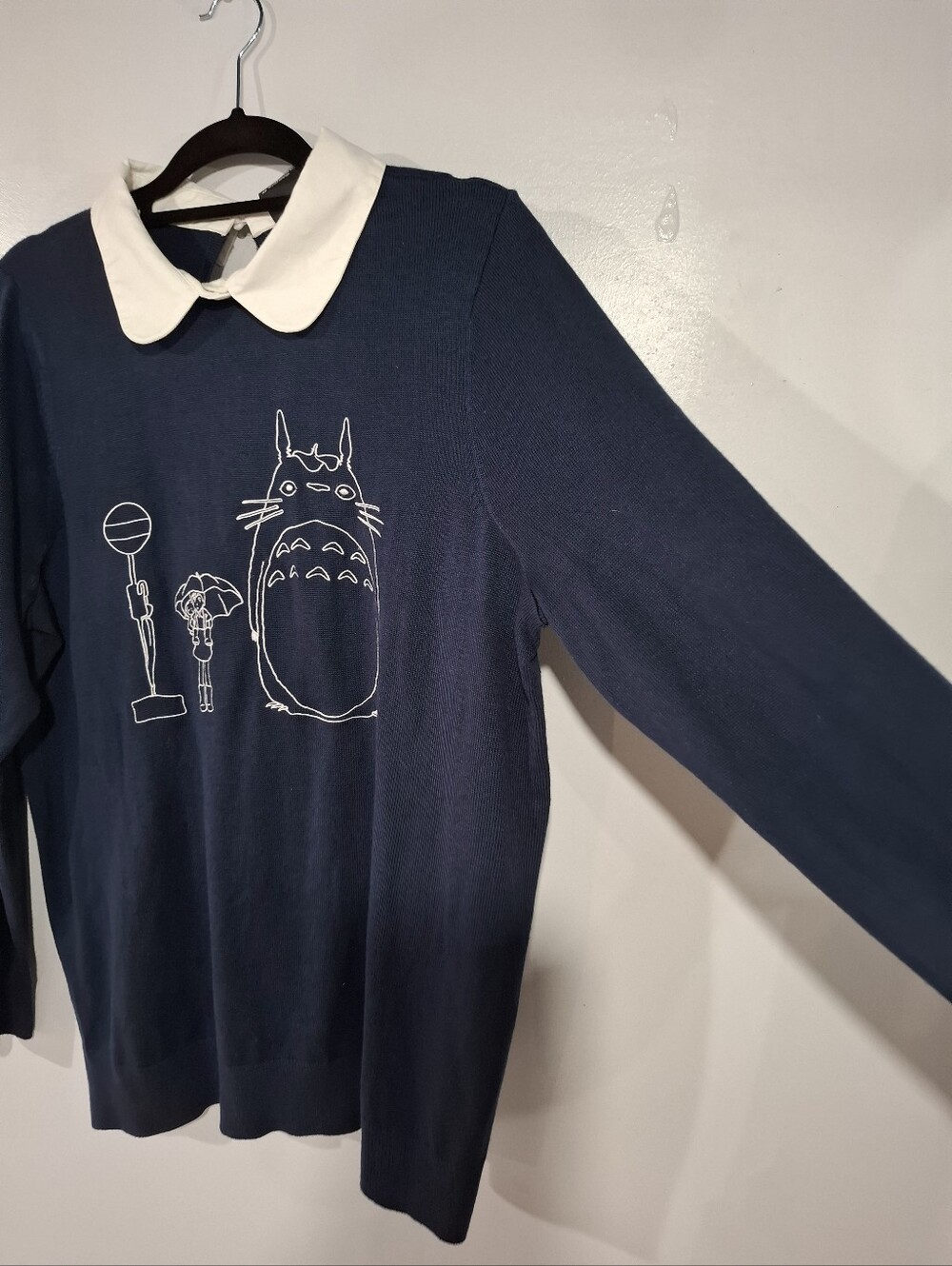 Her Universe My Neirghbor Totoro Navy Crewneck Sweater Peter Pan Collar Sz 1X - Picture 6 of 16